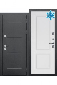 Entrance door ISOTERMA 11 cm. Silver_Velour white soft